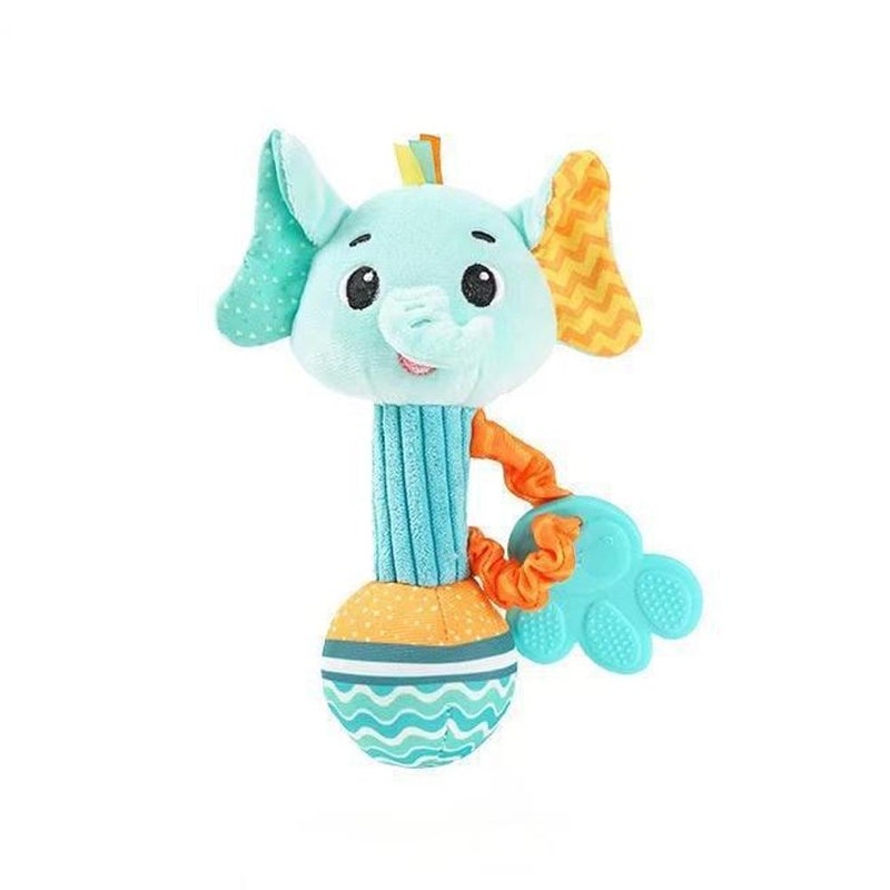 Teether hand stick plush toy for babies aged 0-1 years, educational and soothing crib mobile, baby rattle